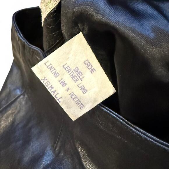 Vintage grunge whimsigoth black leather mini skirt womens size XS 24" waist - Picture 4 of 8